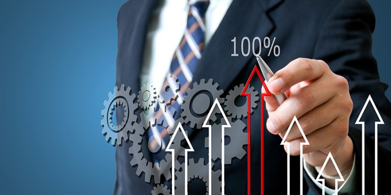 Business man with graph